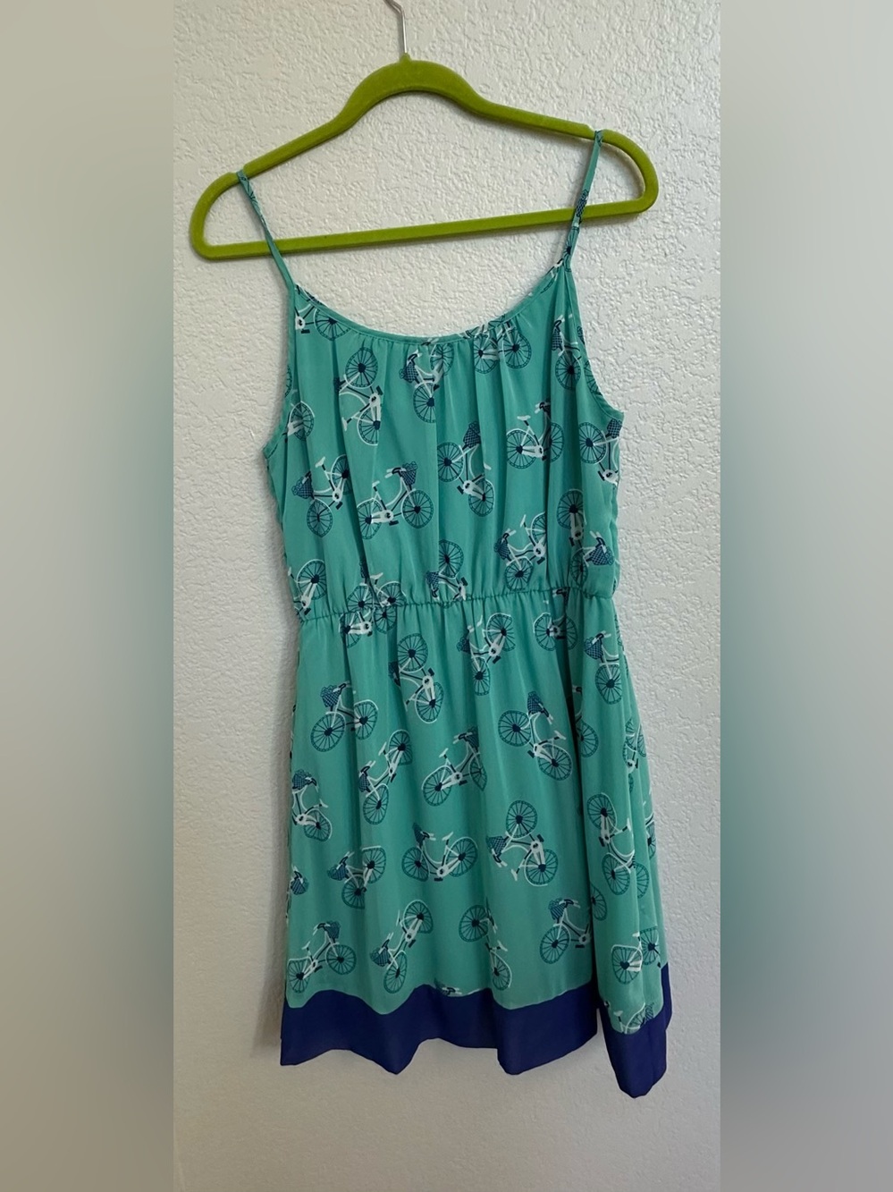 Pink Owl Teal Bicycle Print Sleeveless Summer Dress Size L